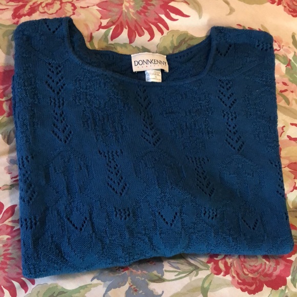 Vtg 90s DONNKENNY Classics Size 2X Textured Openweave Marine Blue Pullover NEW - Picture 15 of 15